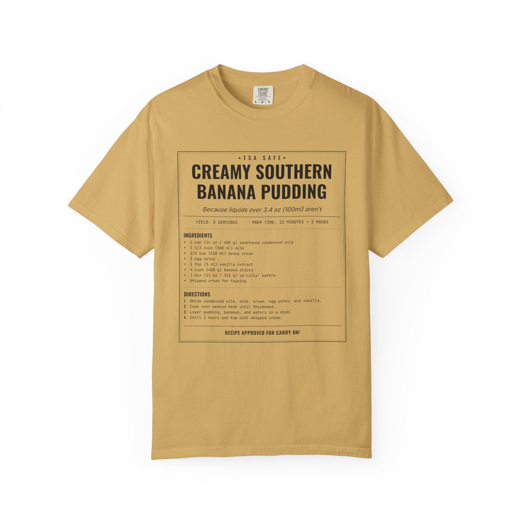 Creamy Southern Banana Pudding | Vintage Recipe Card T-Shirt — Black Ink