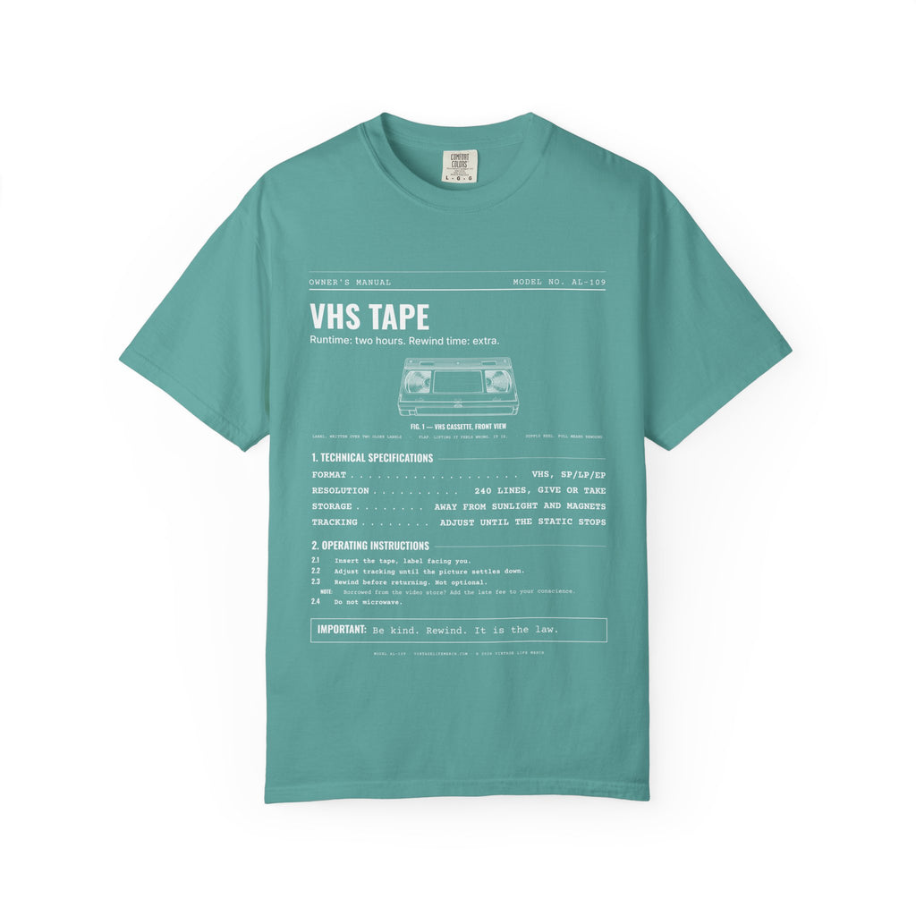 VHS Tape Spec Sheet Shirt | Analog Life Vintage Tee in Seafoam