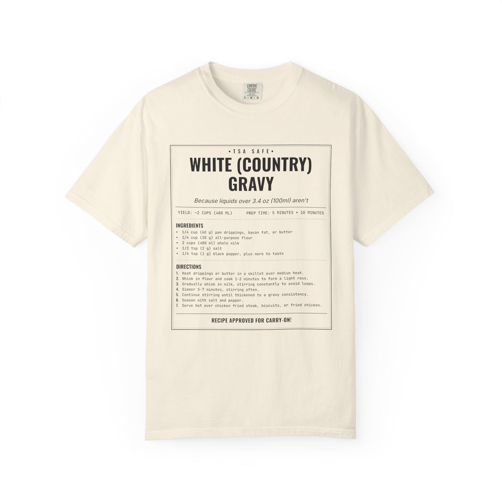 White Country Gravy | Vintage Recipe Card T-Shirt — Black Ink