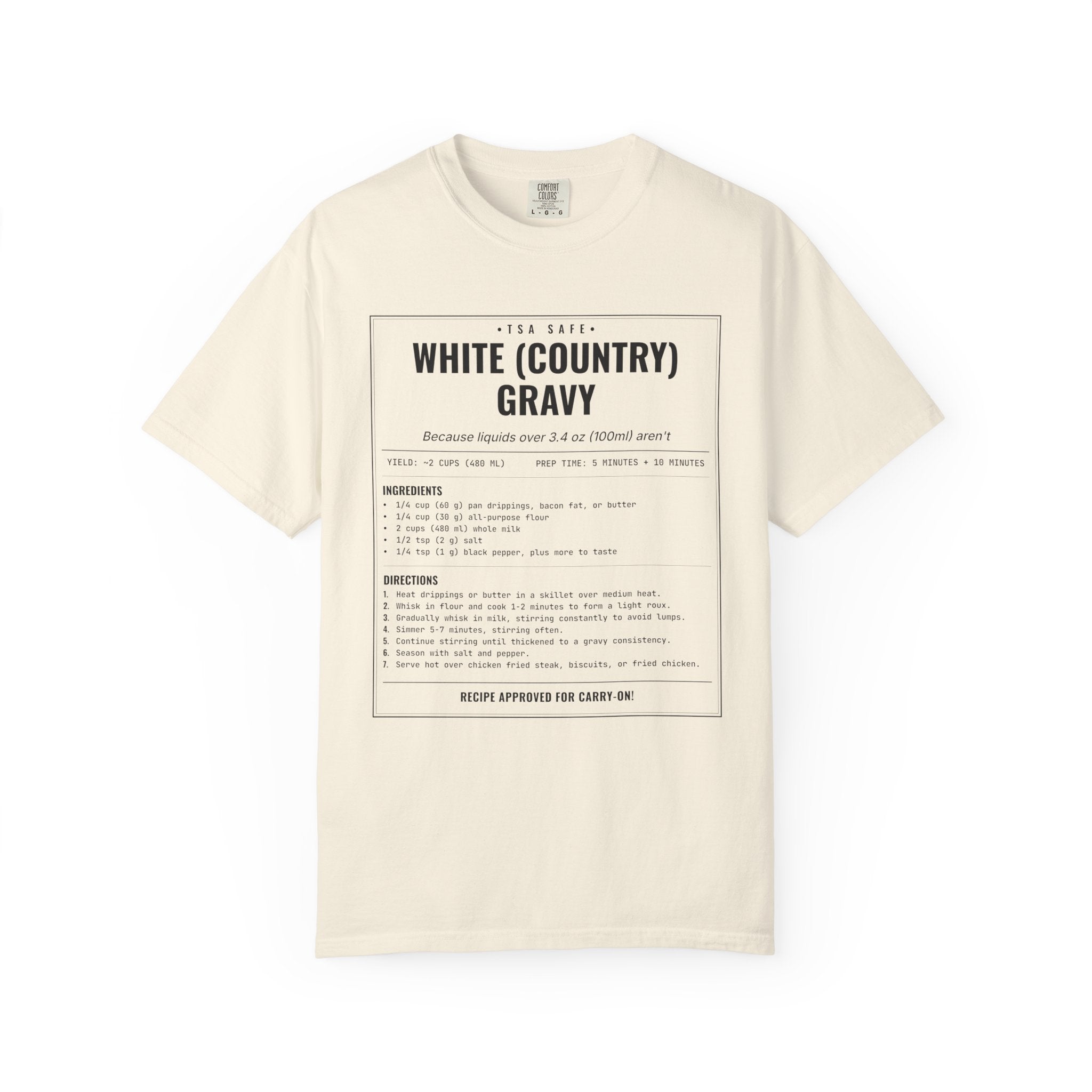 White Country Gravy | Vintage Recipe Card T-Shirt — Black Ink