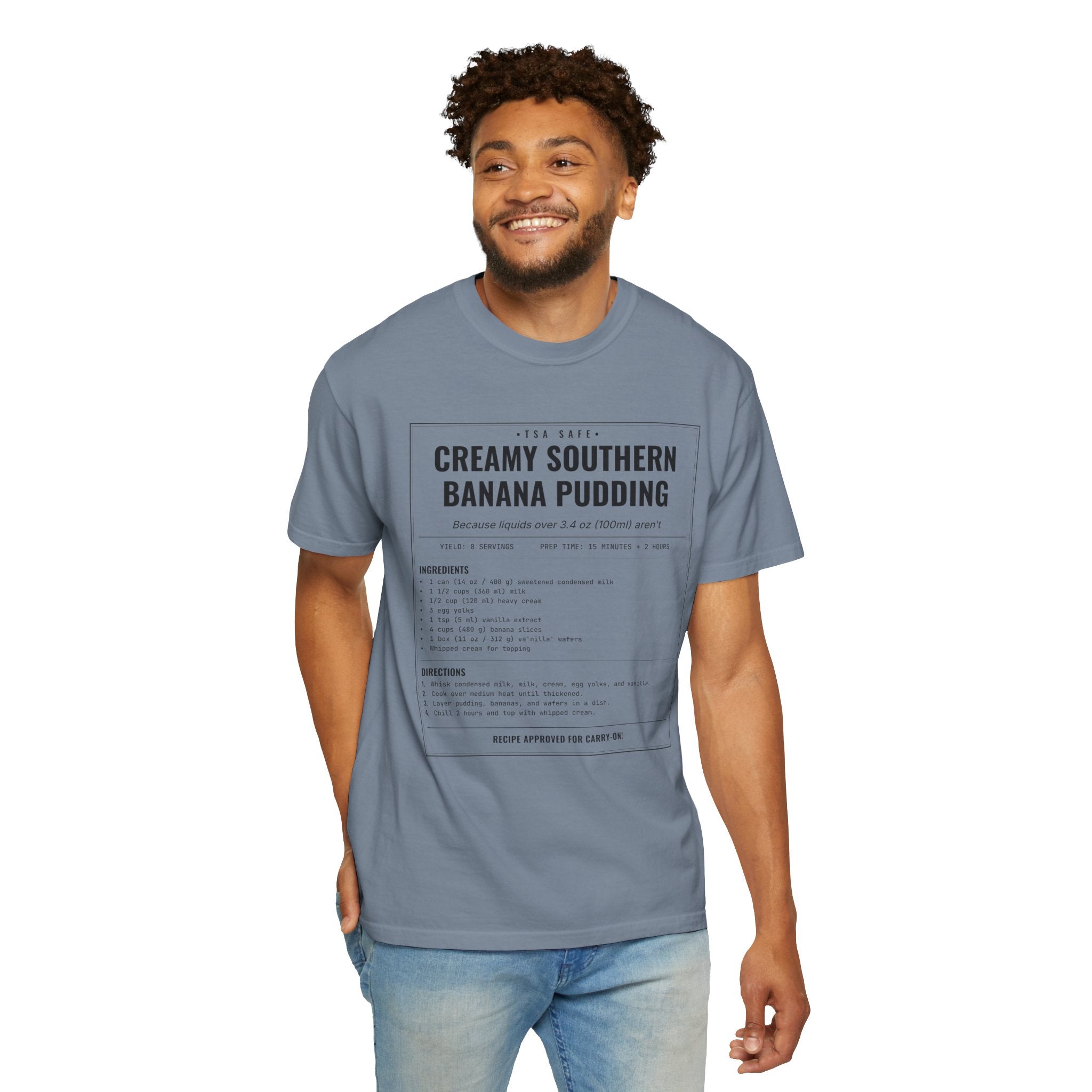 Creamy Southern Banana Pudding | Vintage Recipe Card T-Shirt — Black Ink