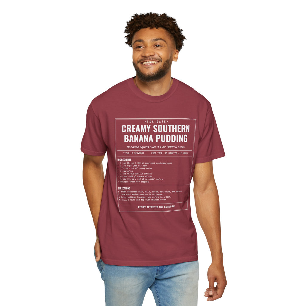 Creamy Southern Banana Pudding | Vintage Recipe Card T-Shirt — White Ink
