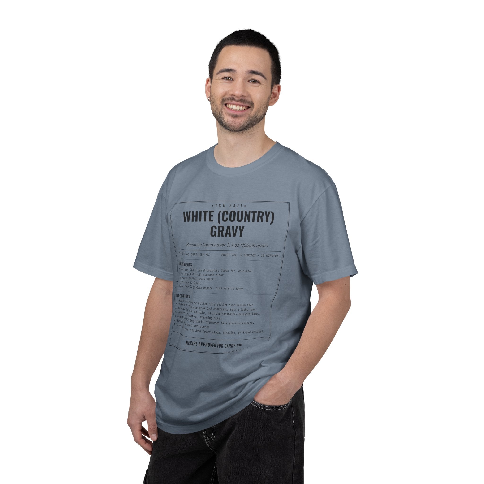 White Country Gravy | Vintage Recipe Card T-Shirt — Black Ink