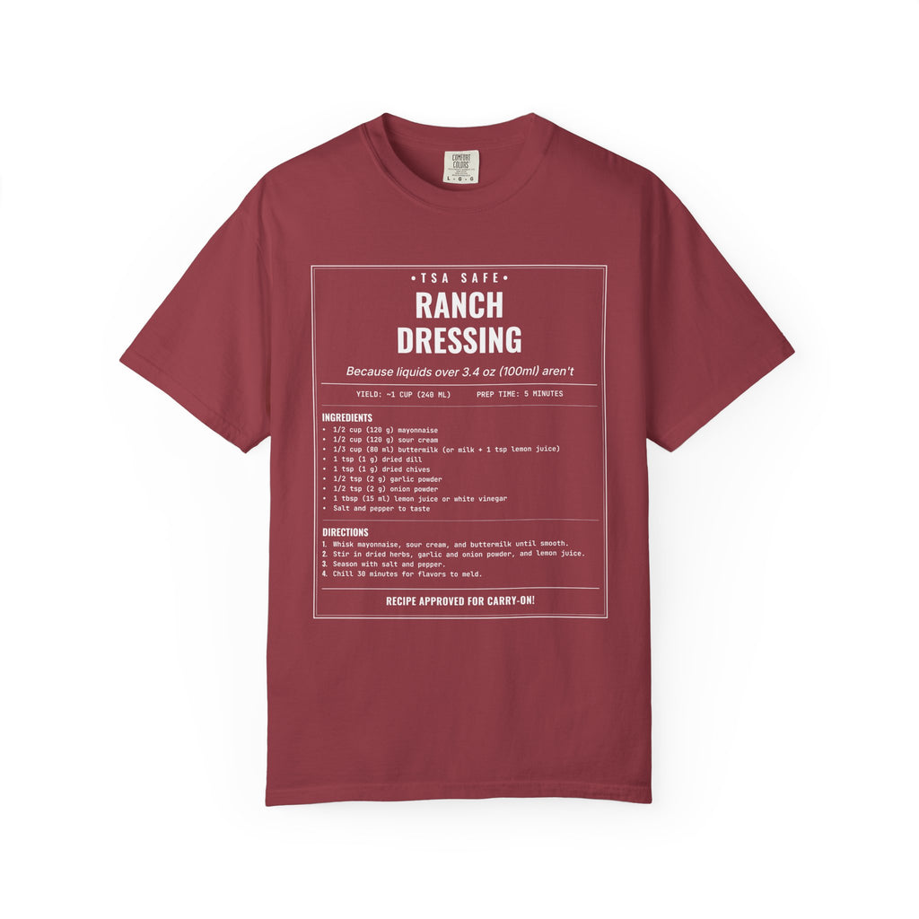 TSA-Safe Ranch Dressing | Vintage Recipe Card T-Shirt — White Ink
