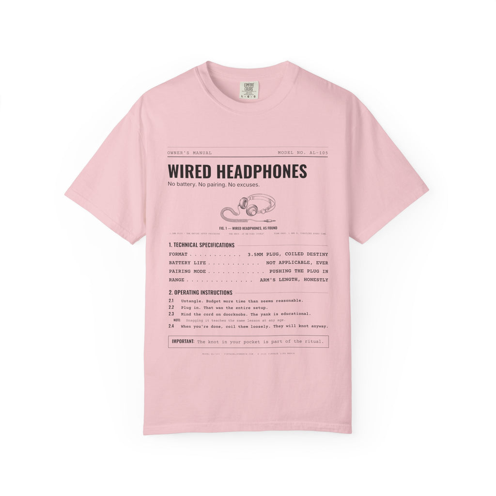 Wired Headphones Spec Sheet Shirt | Analog Life Vintage Tee in Blossom