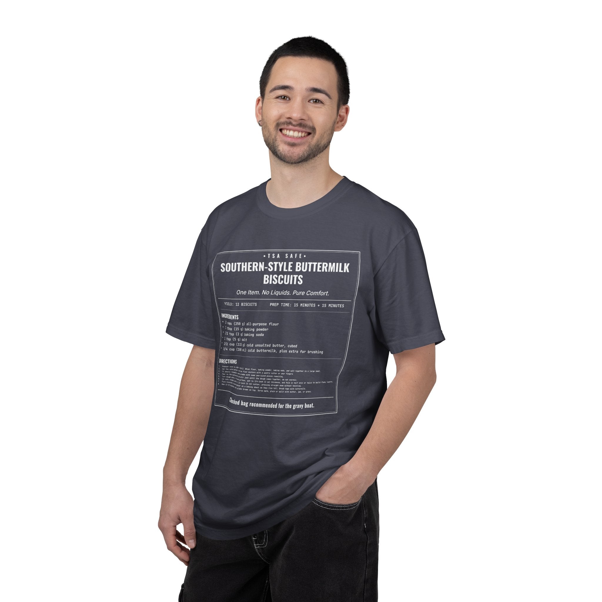 Southern Style Buttermilk Biscuits | Vintage Recipe Card T-Shirt — White Ink