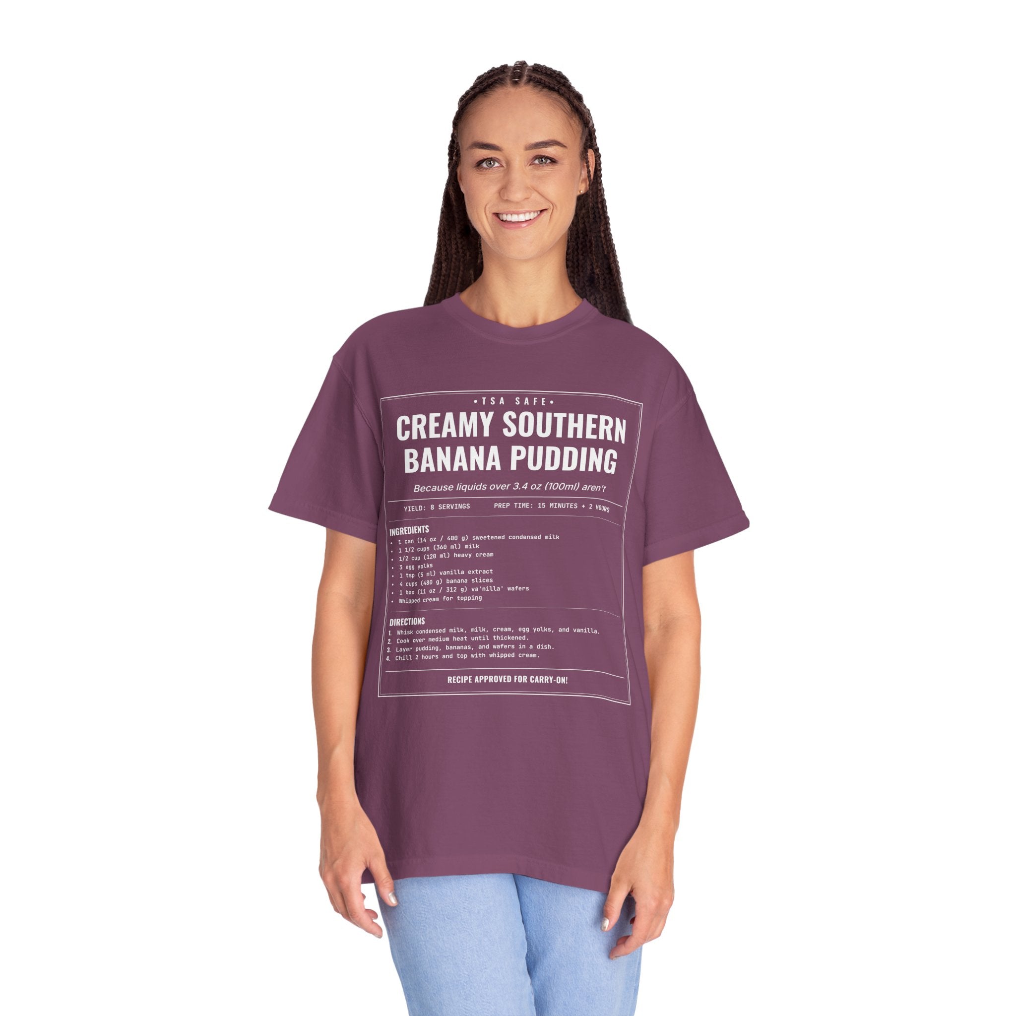 Creamy Southern Banana Pudding | Vintage Recipe Card T-Shirt — White Ink