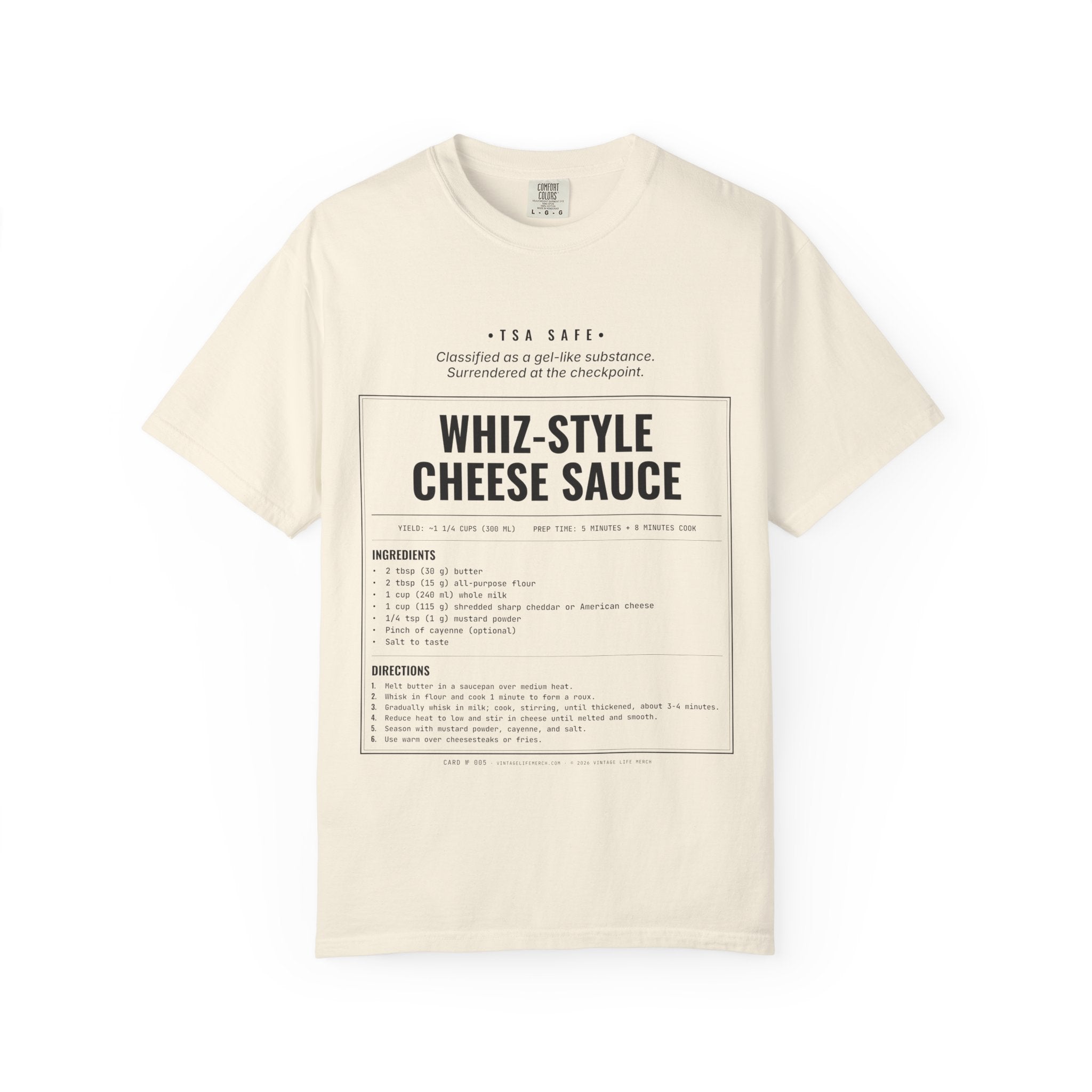 Whiz-Style Cheese Sauce Recipe Shirt | TSA Safe Vintage Tee
