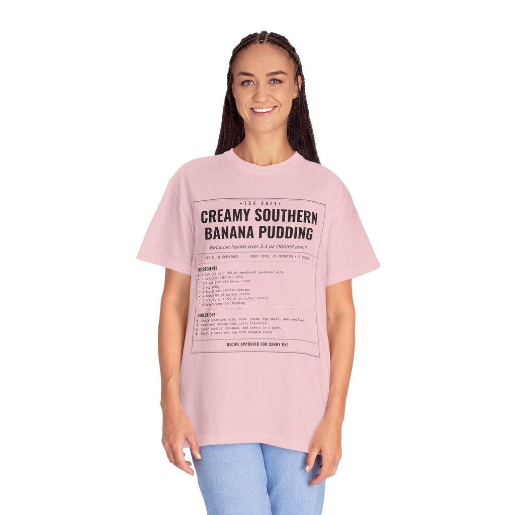 Creamy Southern Banana Pudding | Vintage Recipe Card T-Shirt — Black Ink