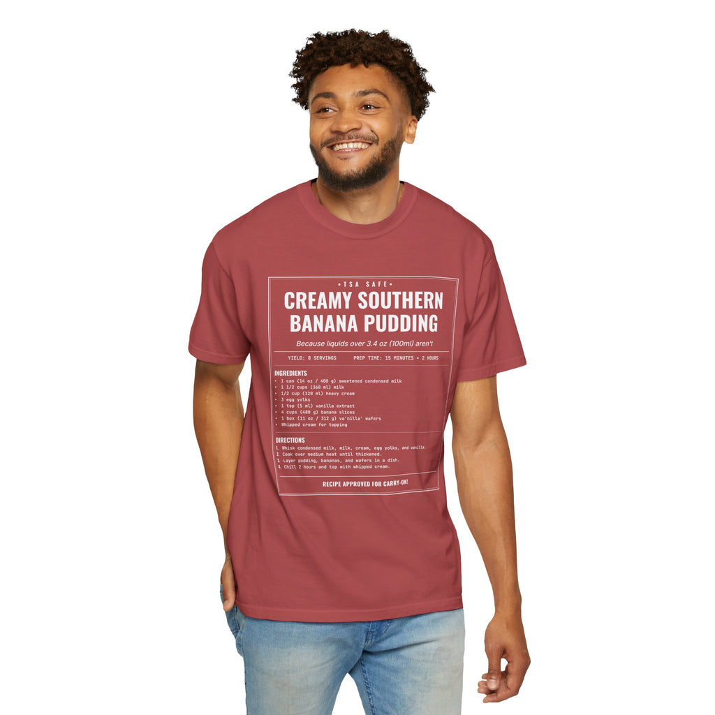 Creamy Southern Banana Pudding | Vintage Recipe Card T-Shirt — White Ink