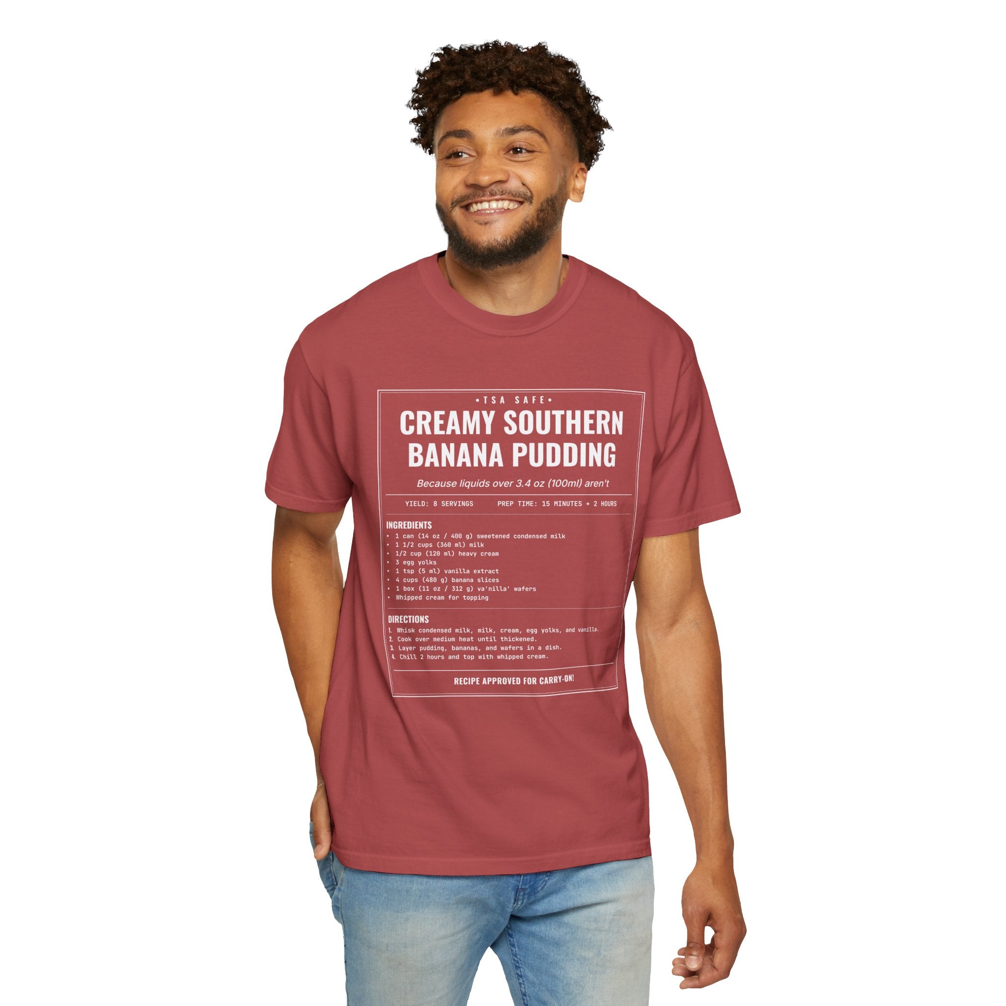 Creamy Southern Banana Pudding | Vintage Recipe Card T-Shirt — White Ink