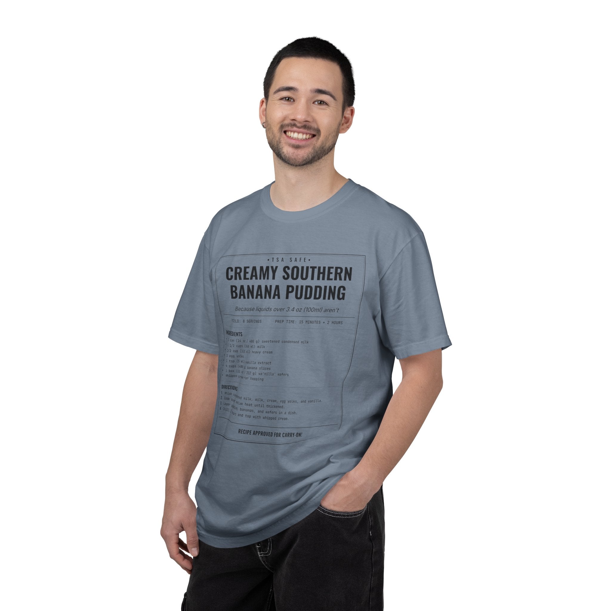 Creamy Southern Banana Pudding | Vintage Recipe Card T-Shirt — Black Ink