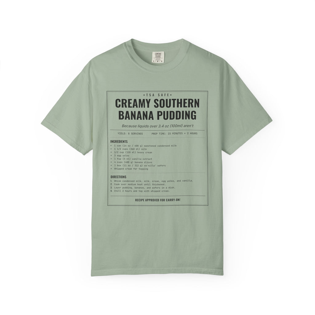 Creamy Southern Banana Pudding | Vintage Recipe Card T-Shirt — Black Ink