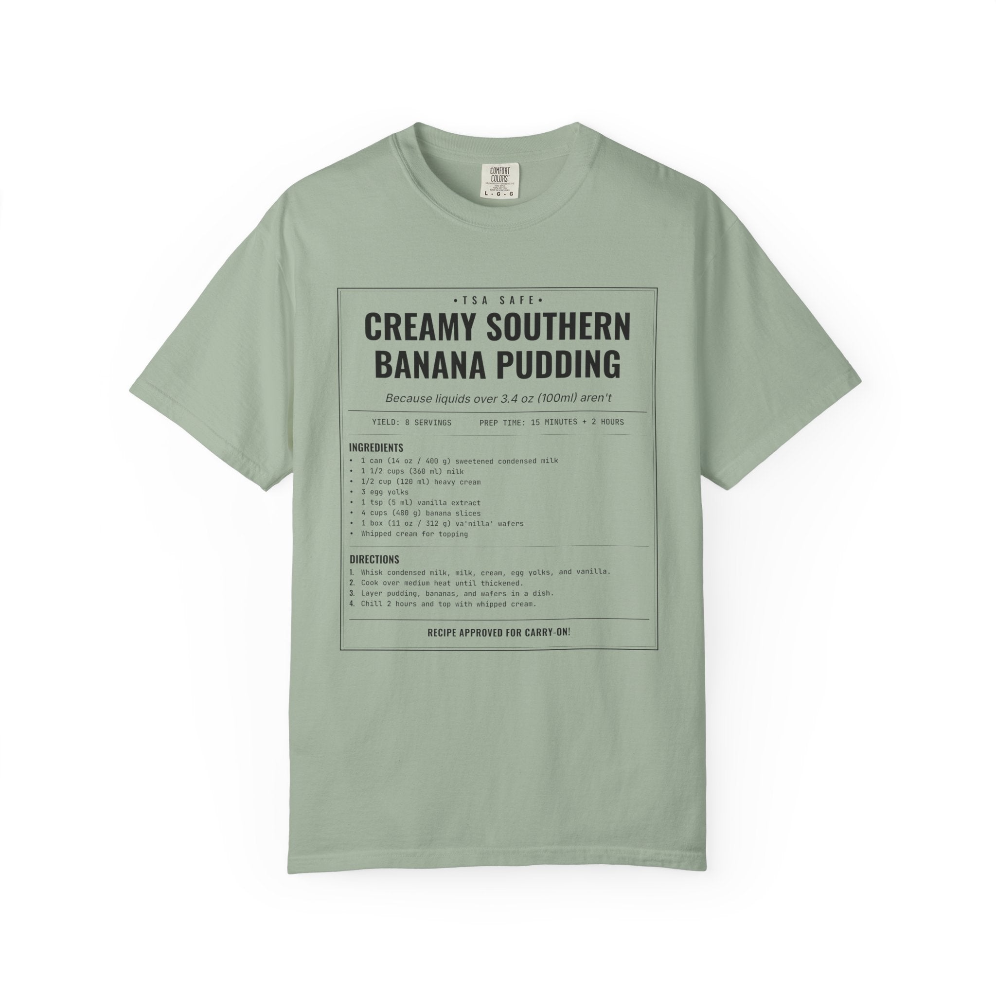 Creamy Southern Banana Pudding | Vintage Recipe Card T-Shirt — Black Ink