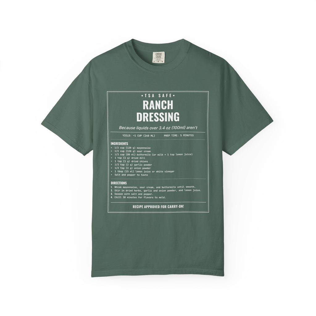 TSA-Safe Ranch Dressing | Vintage Recipe Card T-Shirt — White Ink