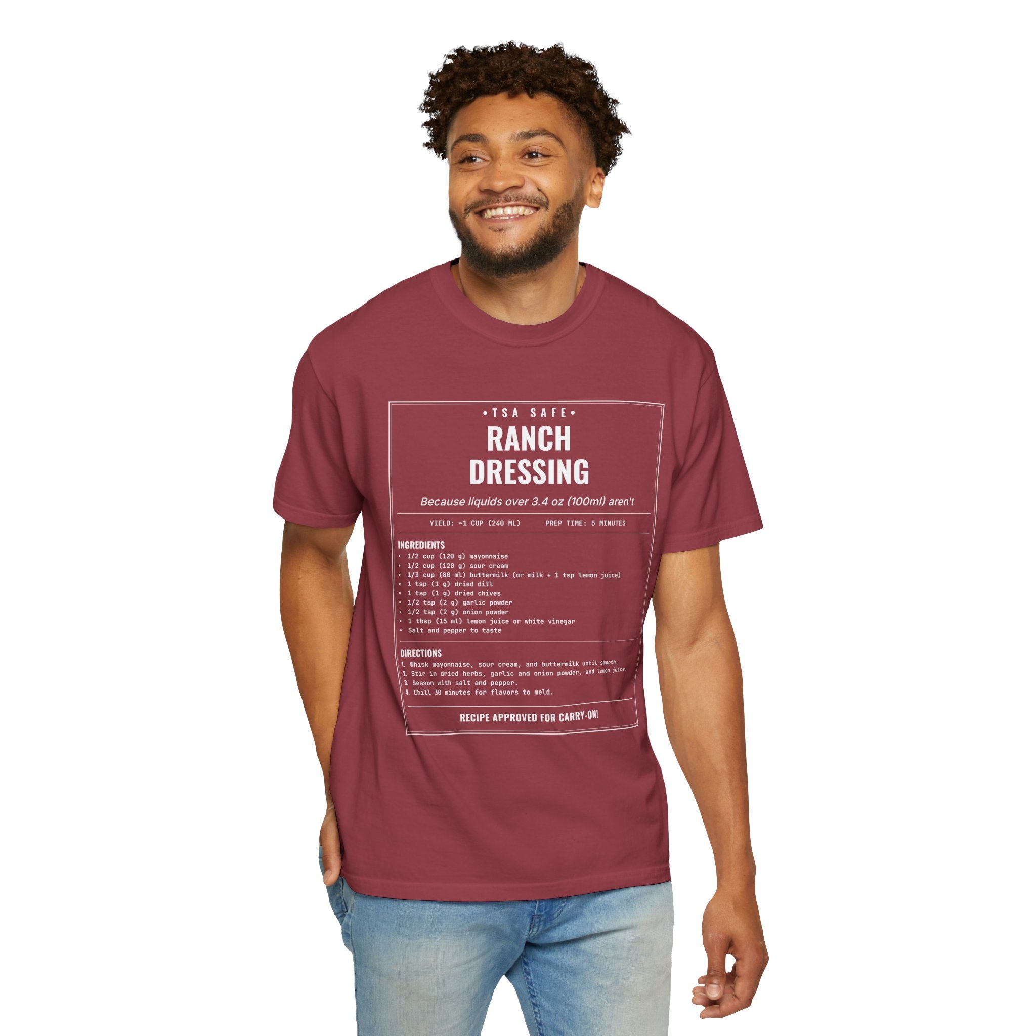 TSA-Safe Ranch Dressing | Vintage Recipe Card T-Shirt — White Ink