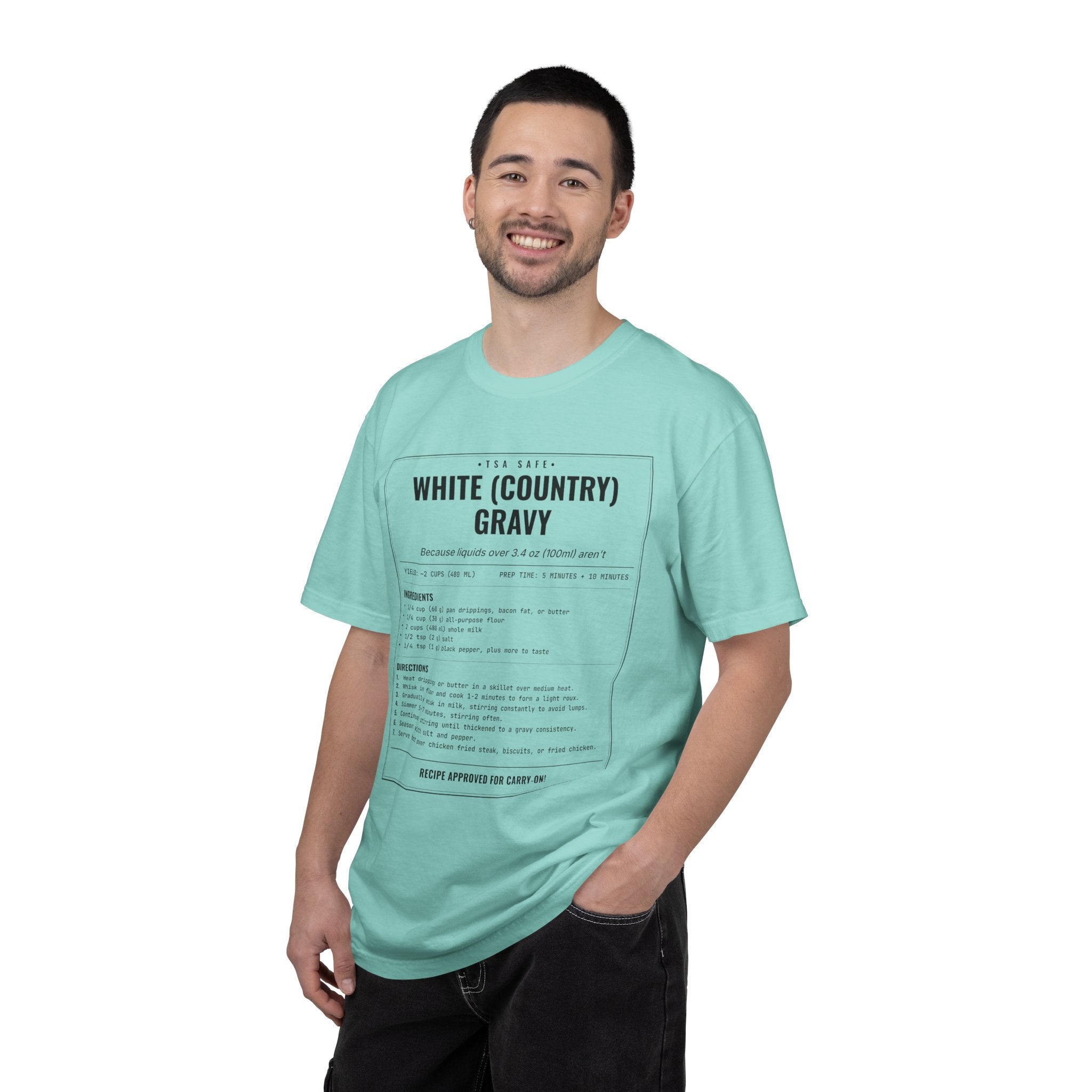 White Country Gravy | Vintage Recipe Card T-Shirt — Black Ink