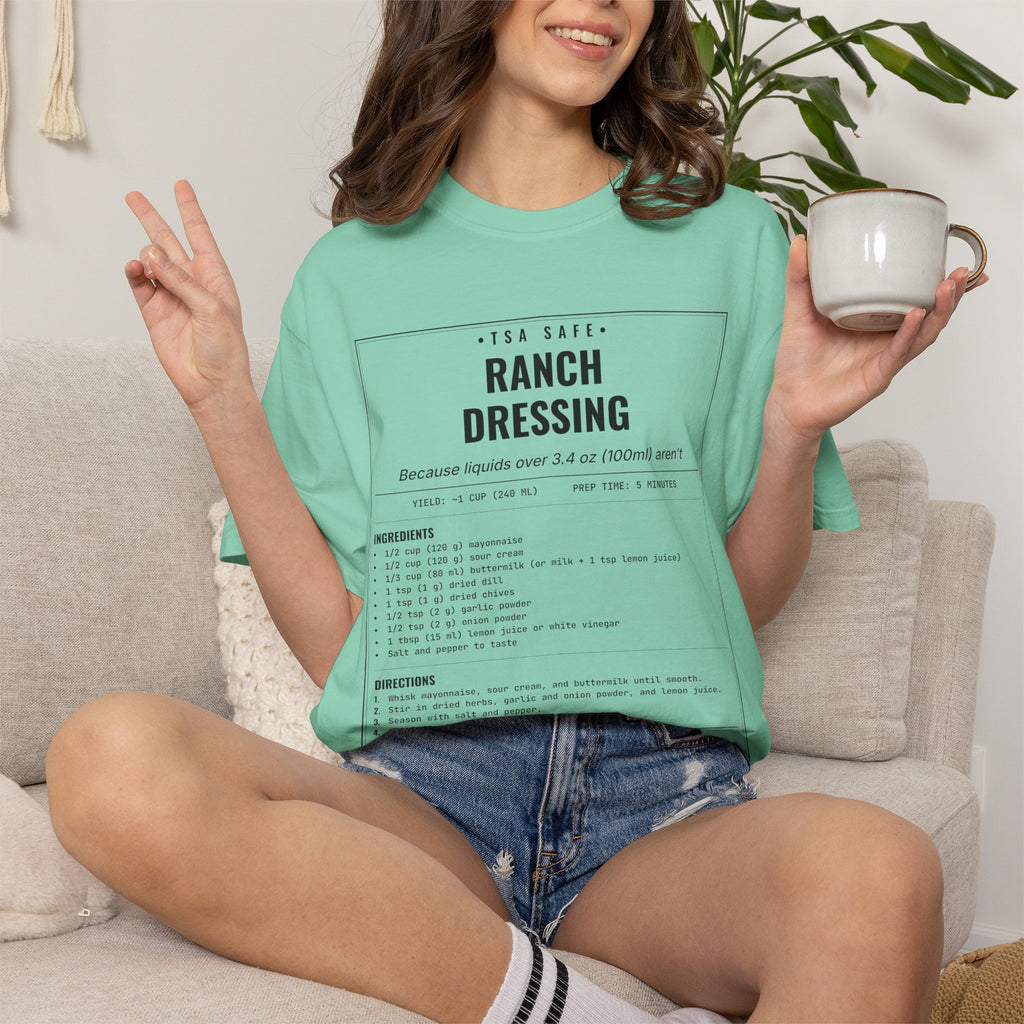 TSA-Safe Ranch Dressing | Vintage Recipe Card T-Shirt — Black Ink