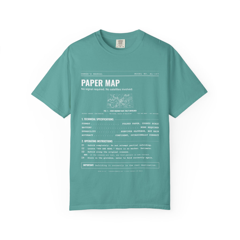 Paper Map Spec Sheet Shirt | Analog Life Vintage Tee in Seafoam