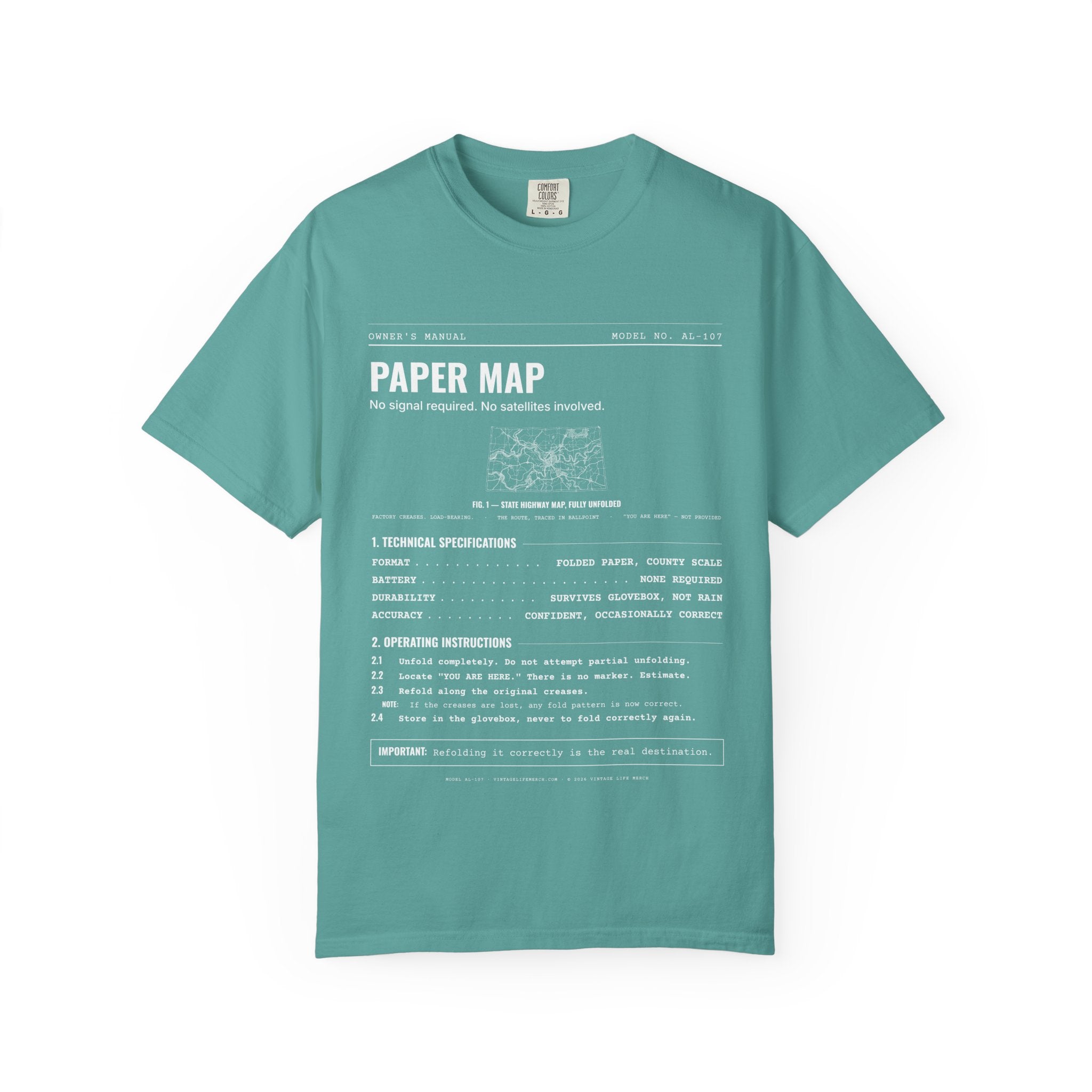 Paper Map Spec Sheet Shirt | Analog Life Vintage Tee in Seafoam