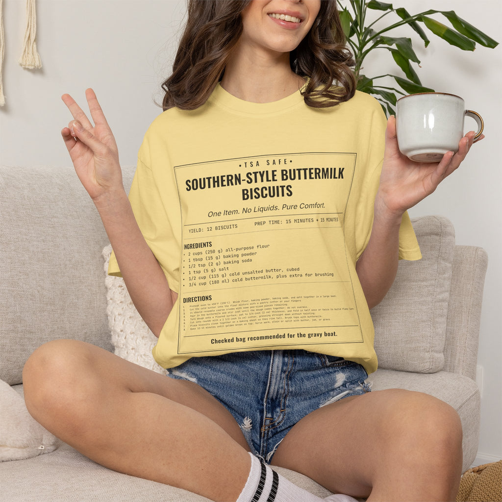 Southern Style Buttermilk Biscuits | Vintage Recipe Card T-Shirt — Black Ink