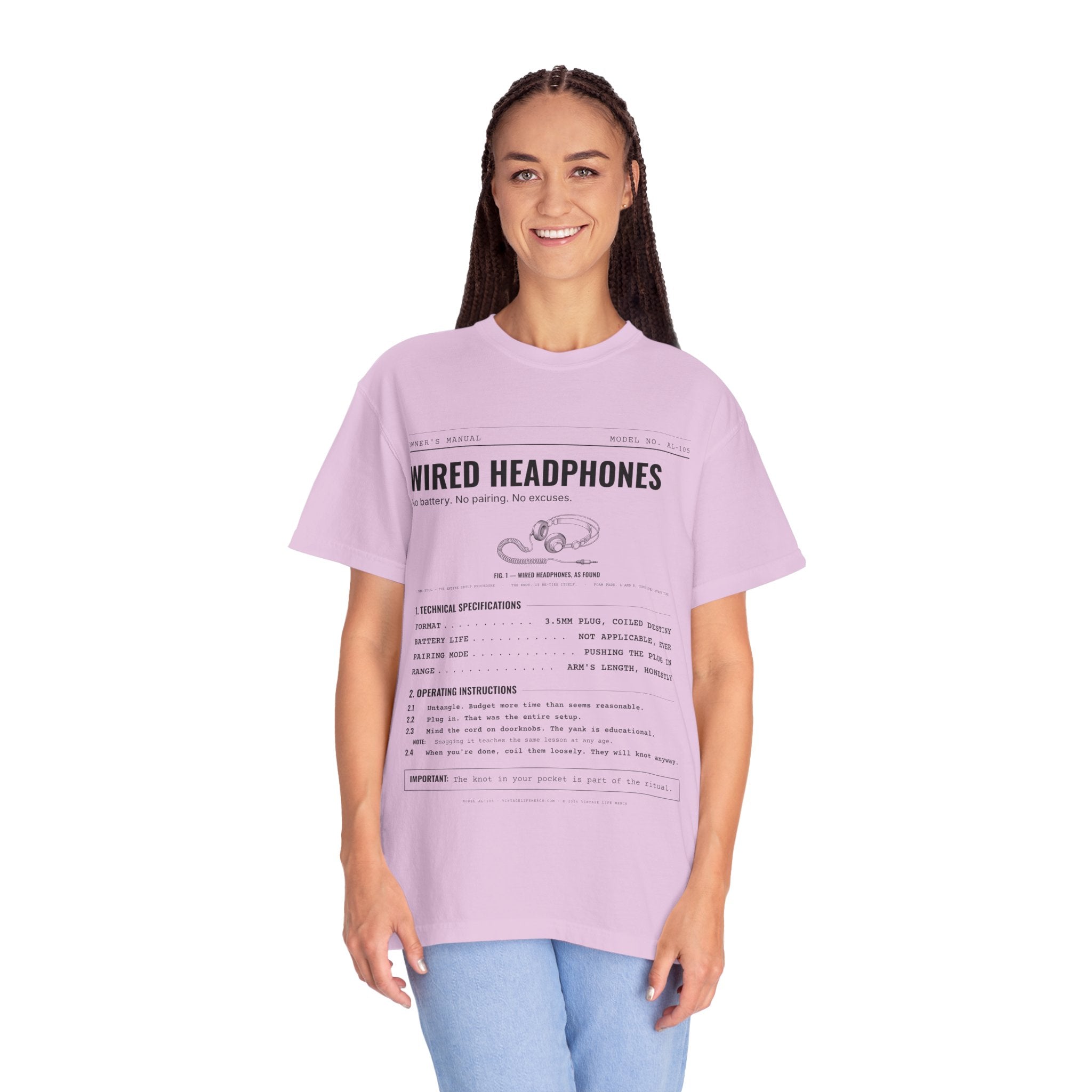 Wired Headphones Spec Sheet Shirt | Analog Life Vintage Tee
