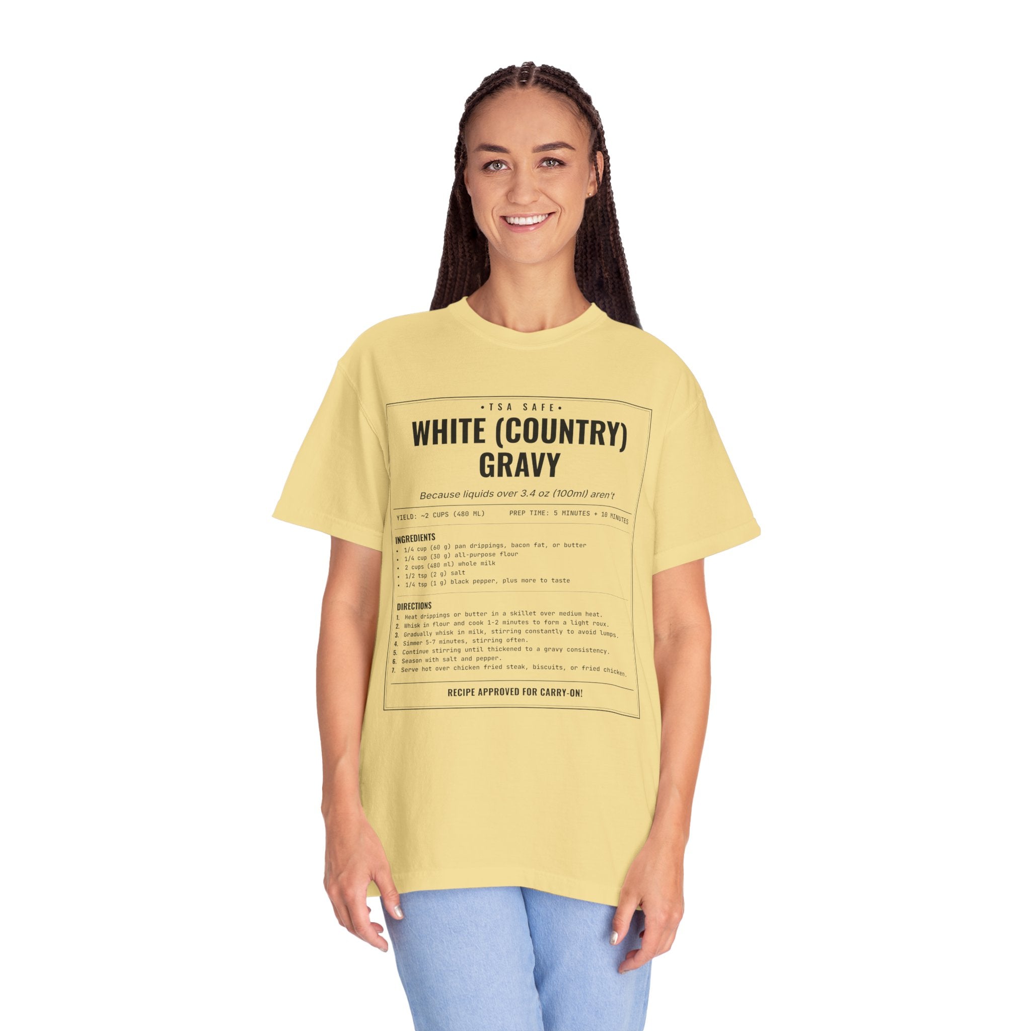 White Country Gravy | Vintage Recipe Card T-Shirt — Black Ink