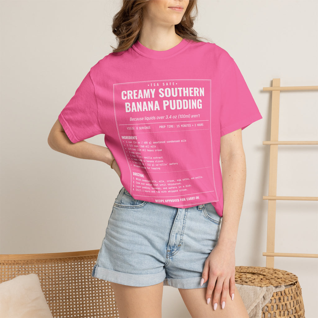 Creamy Southern Banana Pudding | Vintage Recipe Card T-Shirt — White Ink