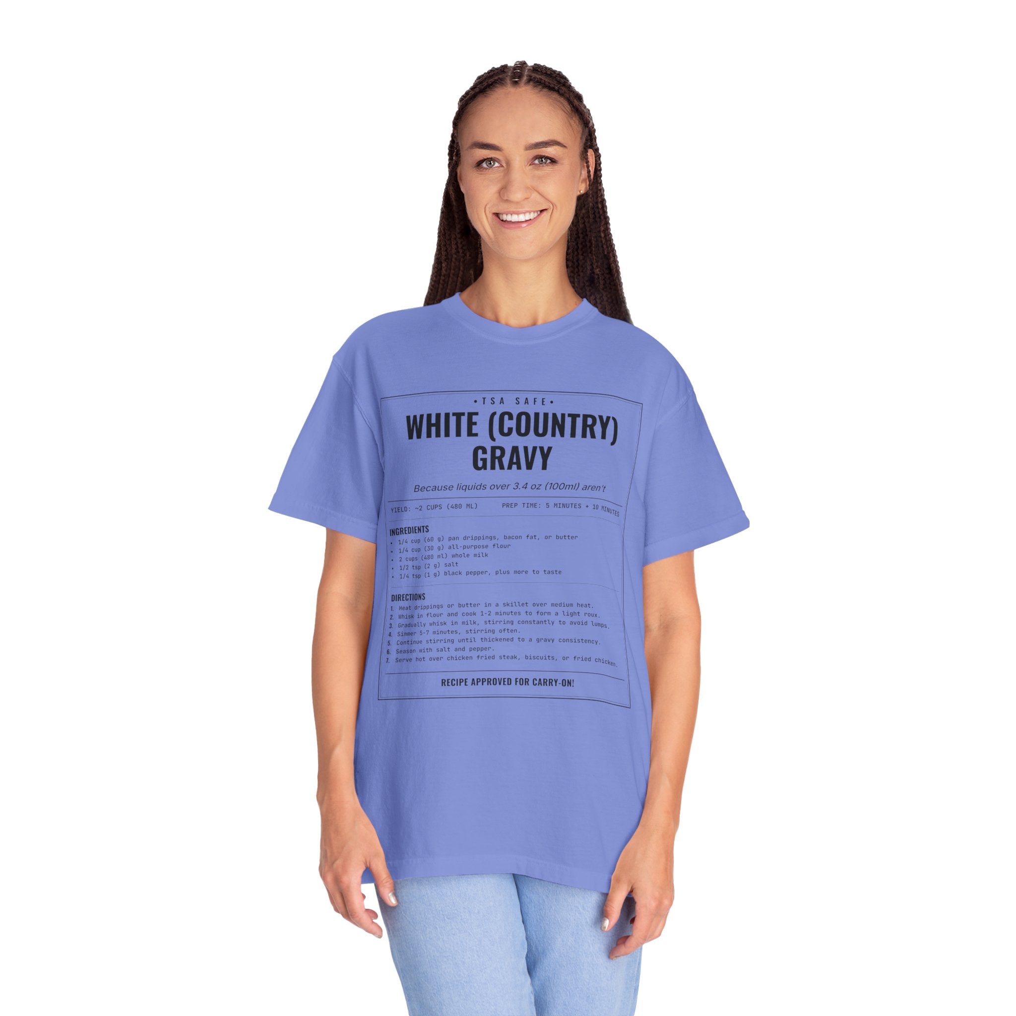 White Country Gravy | Vintage Recipe Card T-Shirt — Black Ink