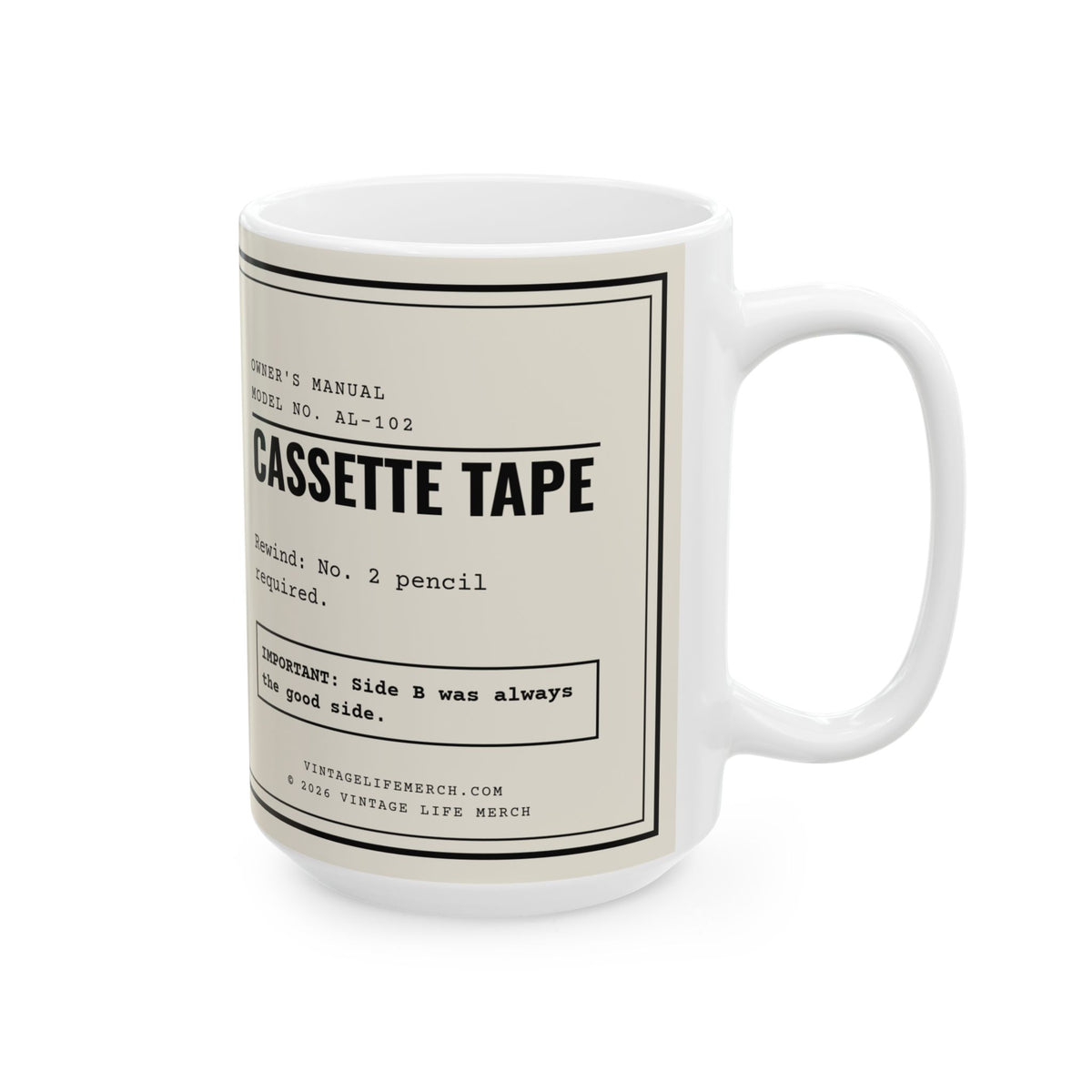 Cassette Tape Owner's Manual Mug | Retro Analog Life Coffee Mug