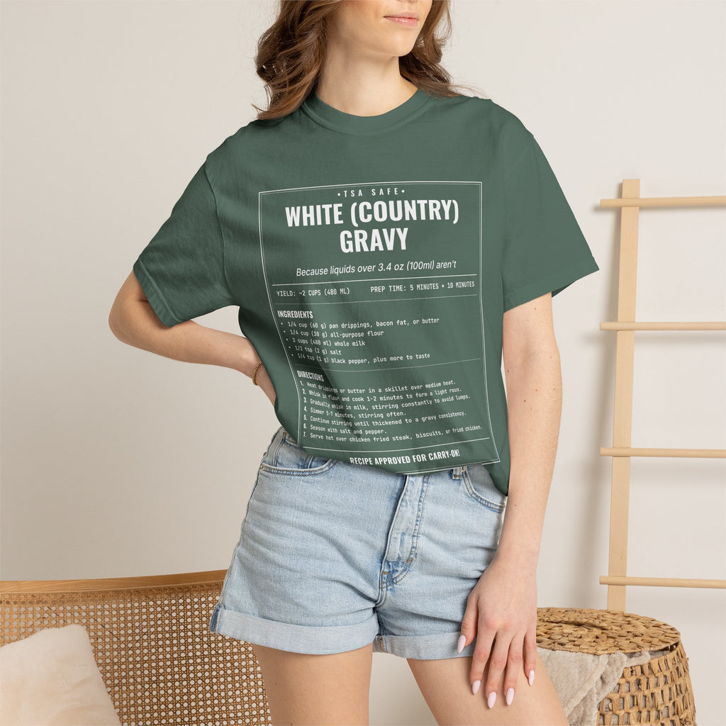 White Country Gravy | Vintage Recipe Card T-Shirt — White Ink
