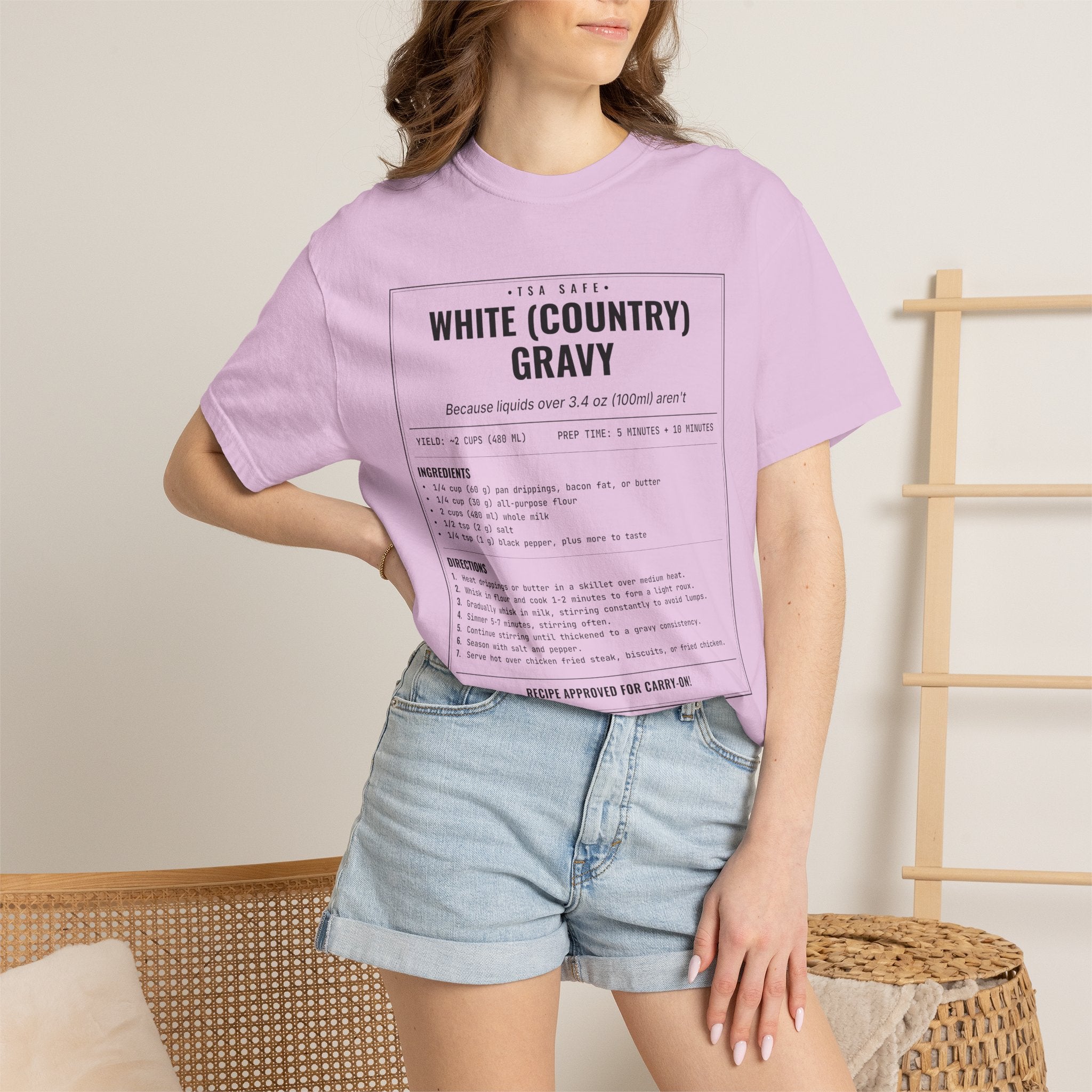 White Country Gravy | Vintage Recipe Card T-Shirt — Black Ink
