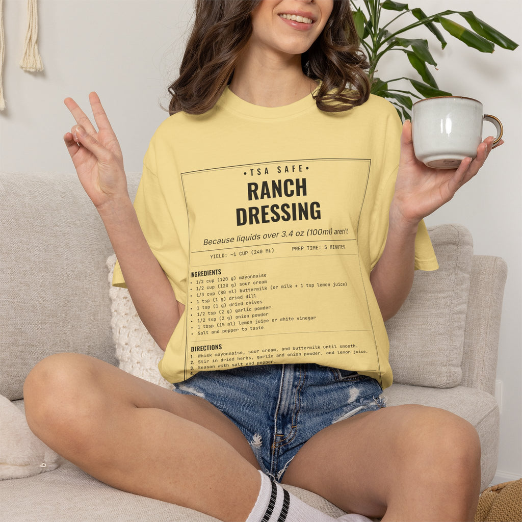 TSA-Safe Ranch Dressing | Vintage Recipe Card T-Shirt — Black Ink