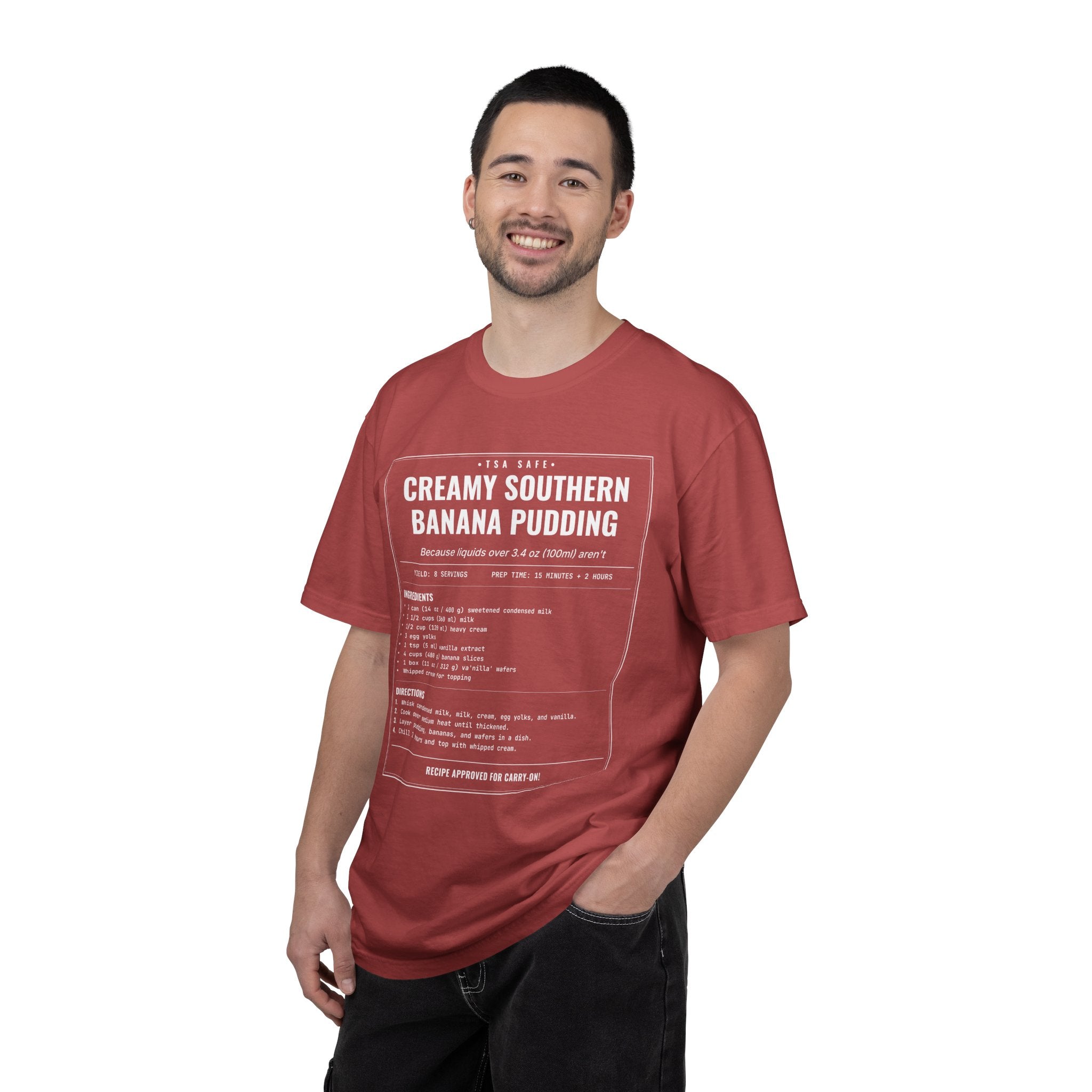 Creamy Southern Banana Pudding | Vintage Recipe Card T-Shirt — White Ink