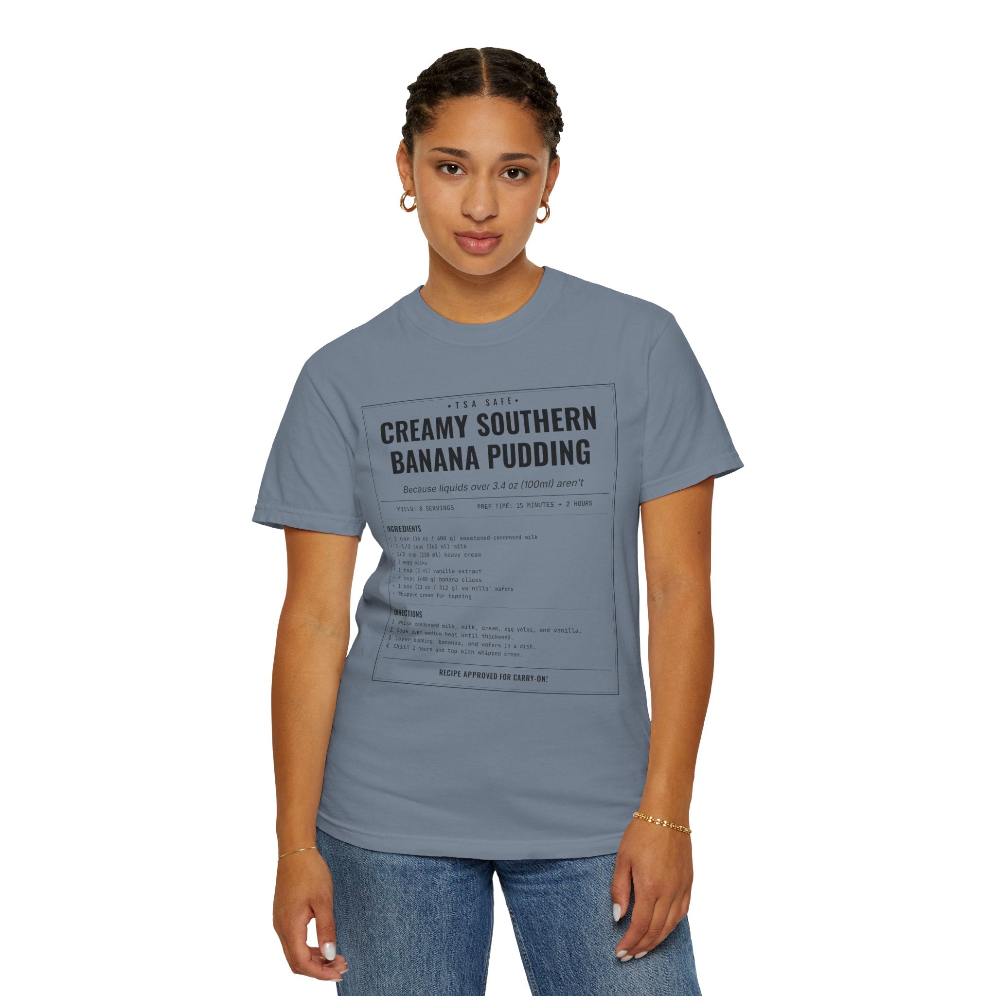 Creamy Southern Banana Pudding | Vintage Recipe Card T-Shirt — Black Ink