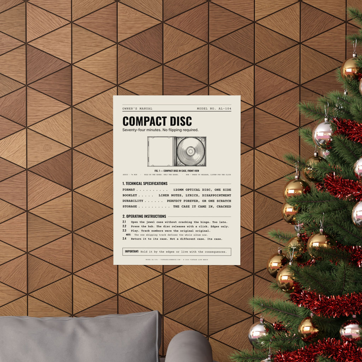 Compact Disc Owner's Manual Poster | Retro Analog Life Wall Art
