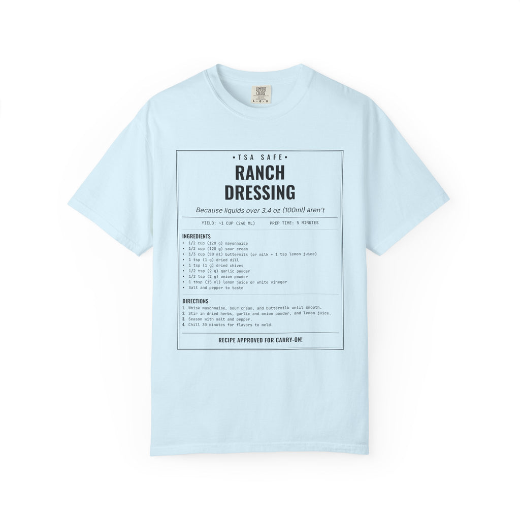 TSA-Safe Ranch Dressing | Vintage Recipe Card T-Shirt — Black Ink