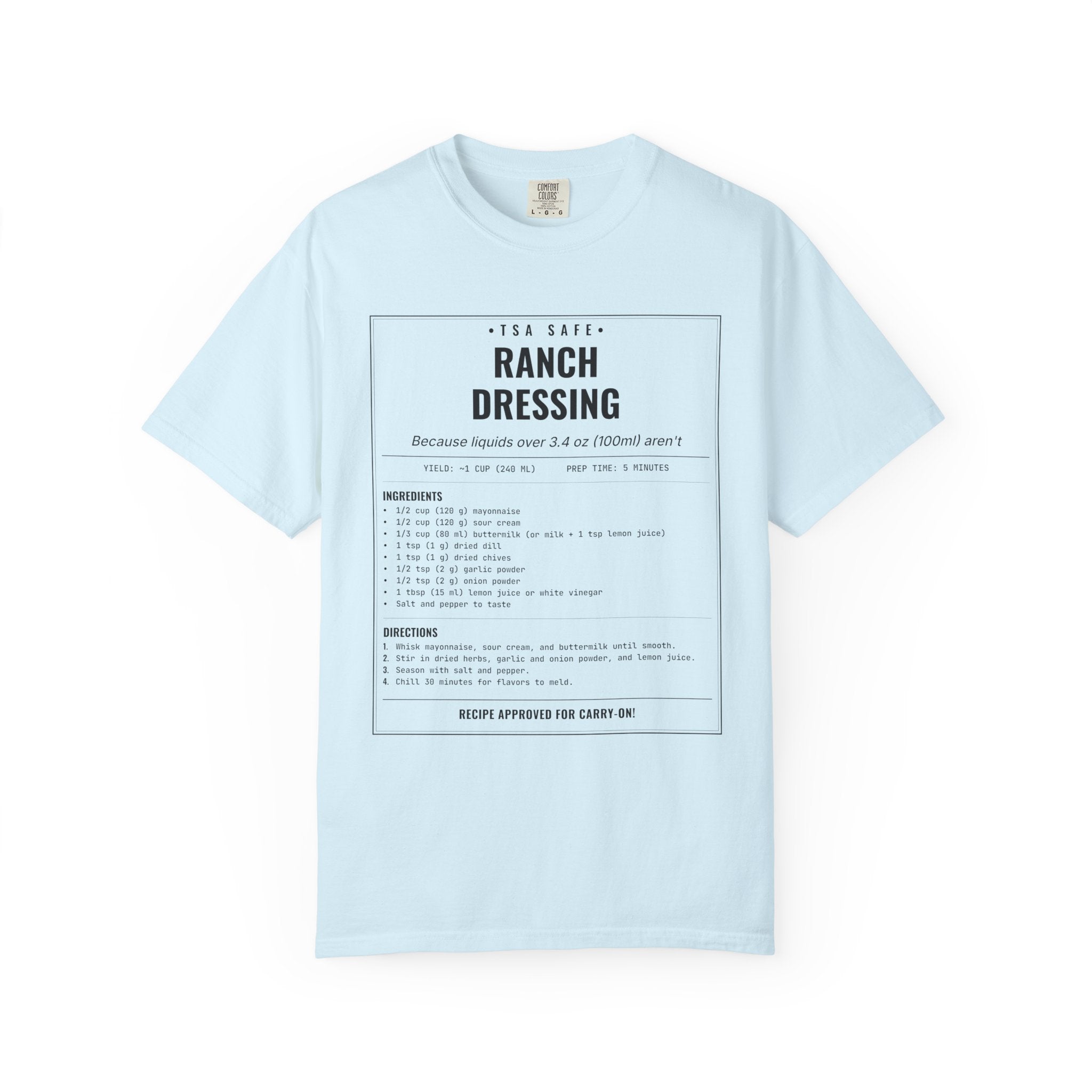 TSA-Safe Ranch Dressing | Vintage Recipe Card T-Shirt — Black Ink