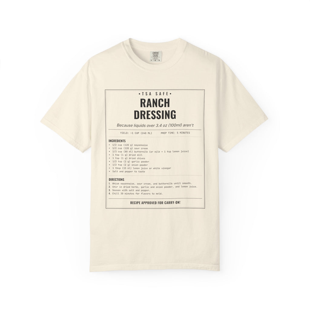 TSA-Safe Ranch Dressing | Vintage Recipe Card T-Shirt — Black Ink