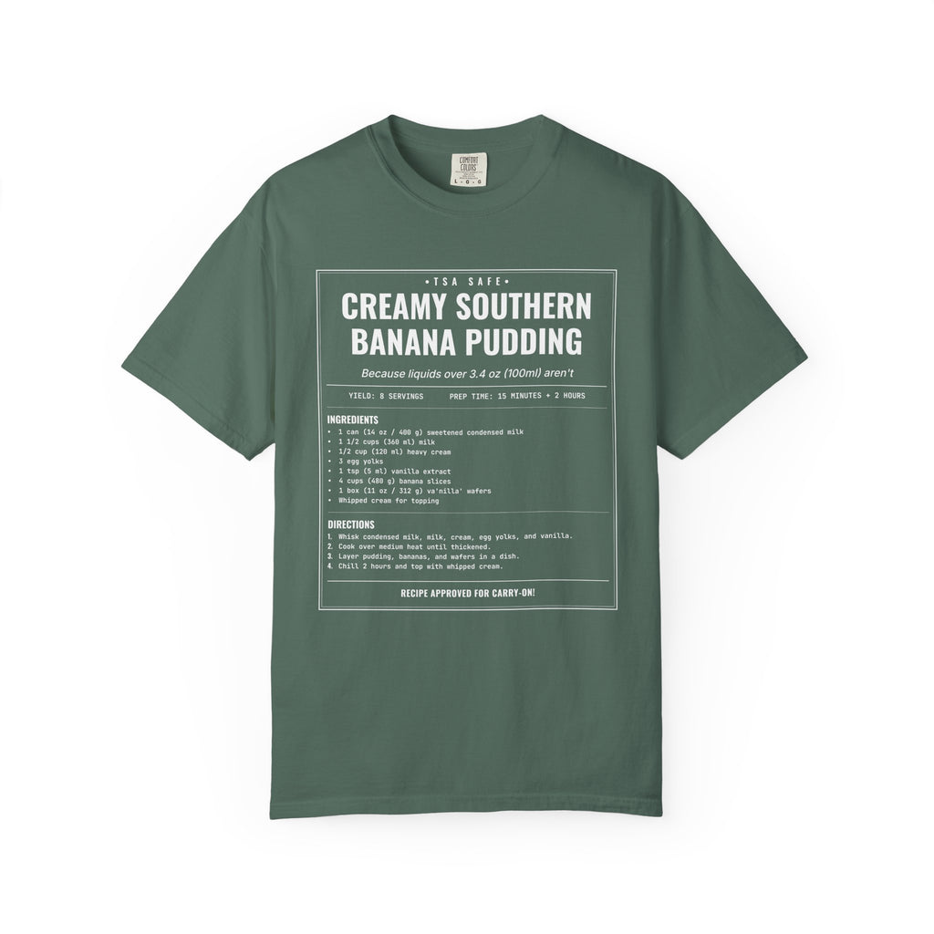 Creamy Southern Banana Pudding | Vintage Recipe Card T-Shirt — White Ink