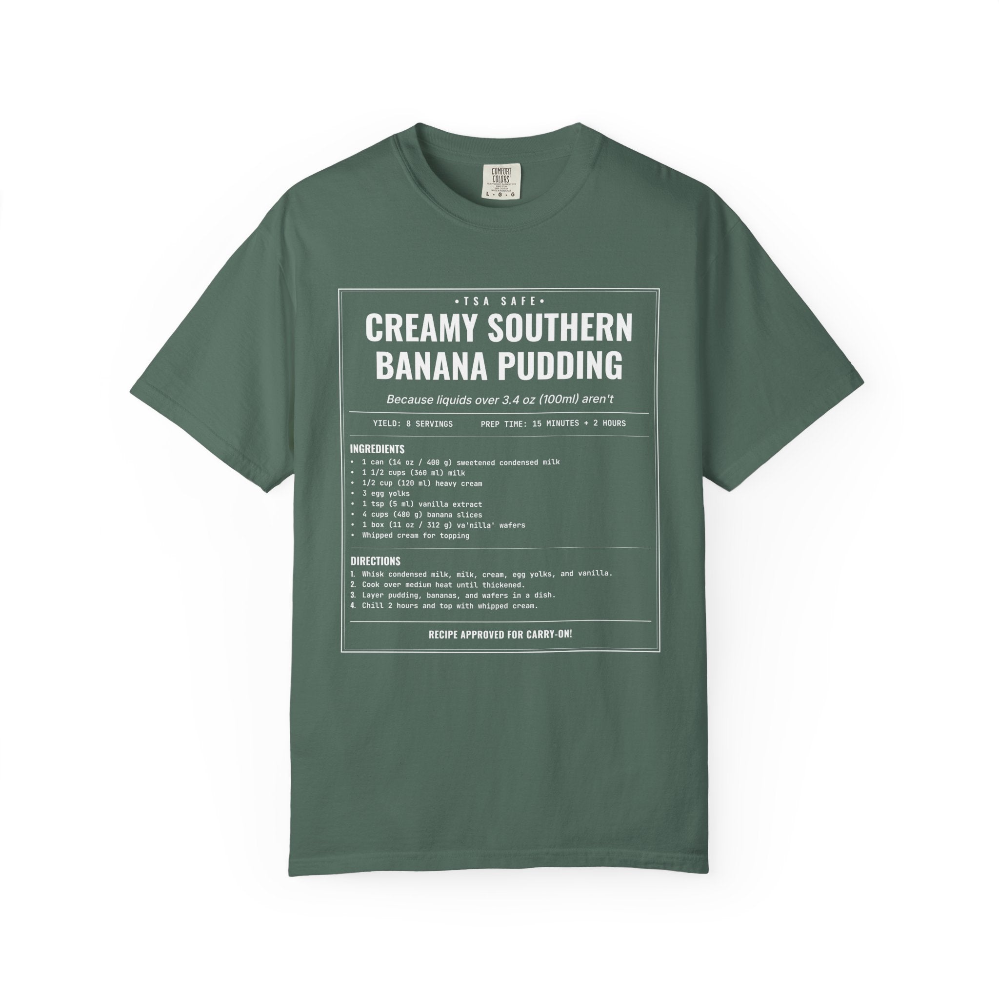 Creamy Southern Banana Pudding | Vintage Recipe Card T-Shirt — White Ink