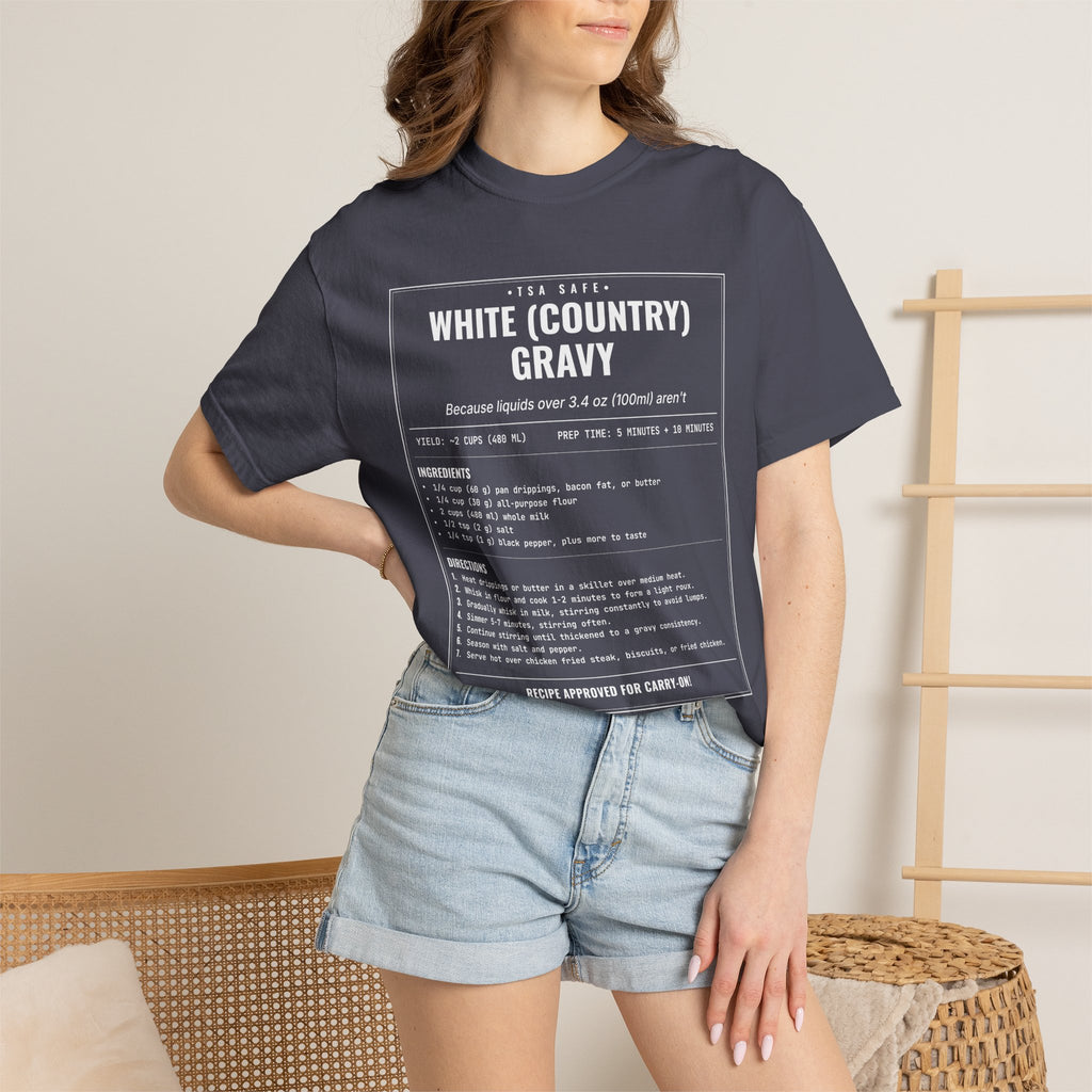 White Country Gravy | Vintage Recipe Card T-Shirt — White Ink