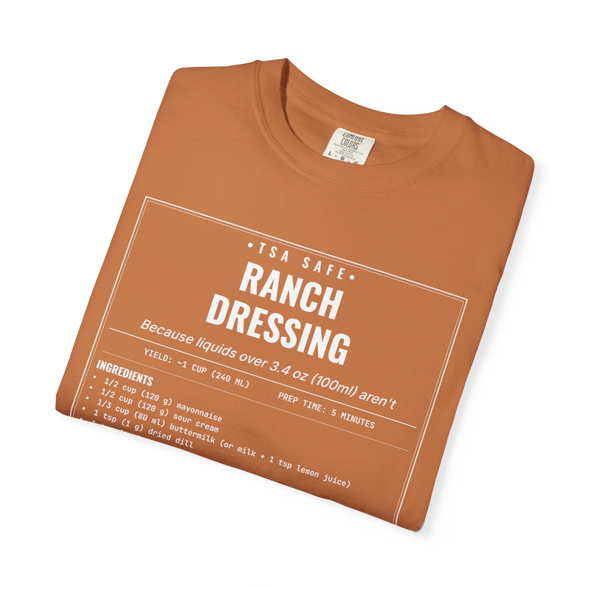 TSA-Safe Ranch Dressing | Vintage Recipe Card T-Shirt — White Ink
