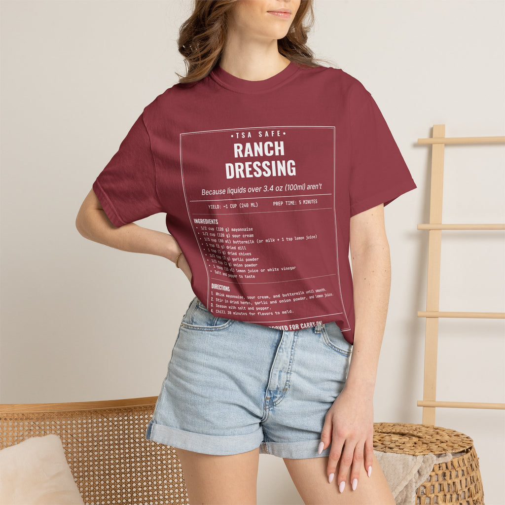 TSA-Safe Ranch Dressing | Vintage Recipe Card T-Shirt — White Ink
