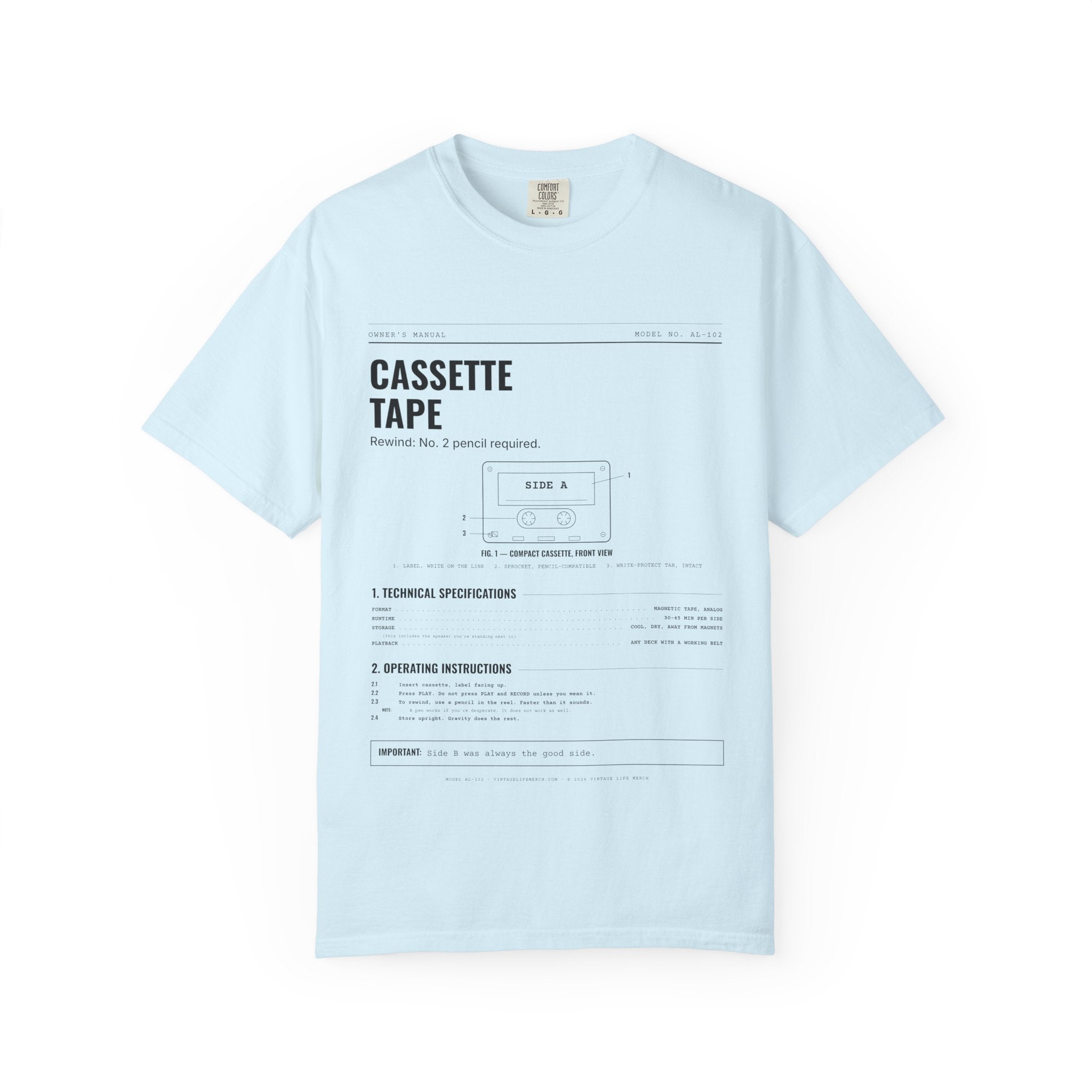 Cassette Tape Spec Sheet Shirt | Analog Life Vintage Tee