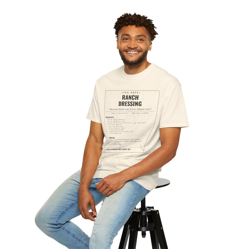 TSA-Safe Ranch Dressing | Vintage Recipe Card T-Shirt — Black Ink