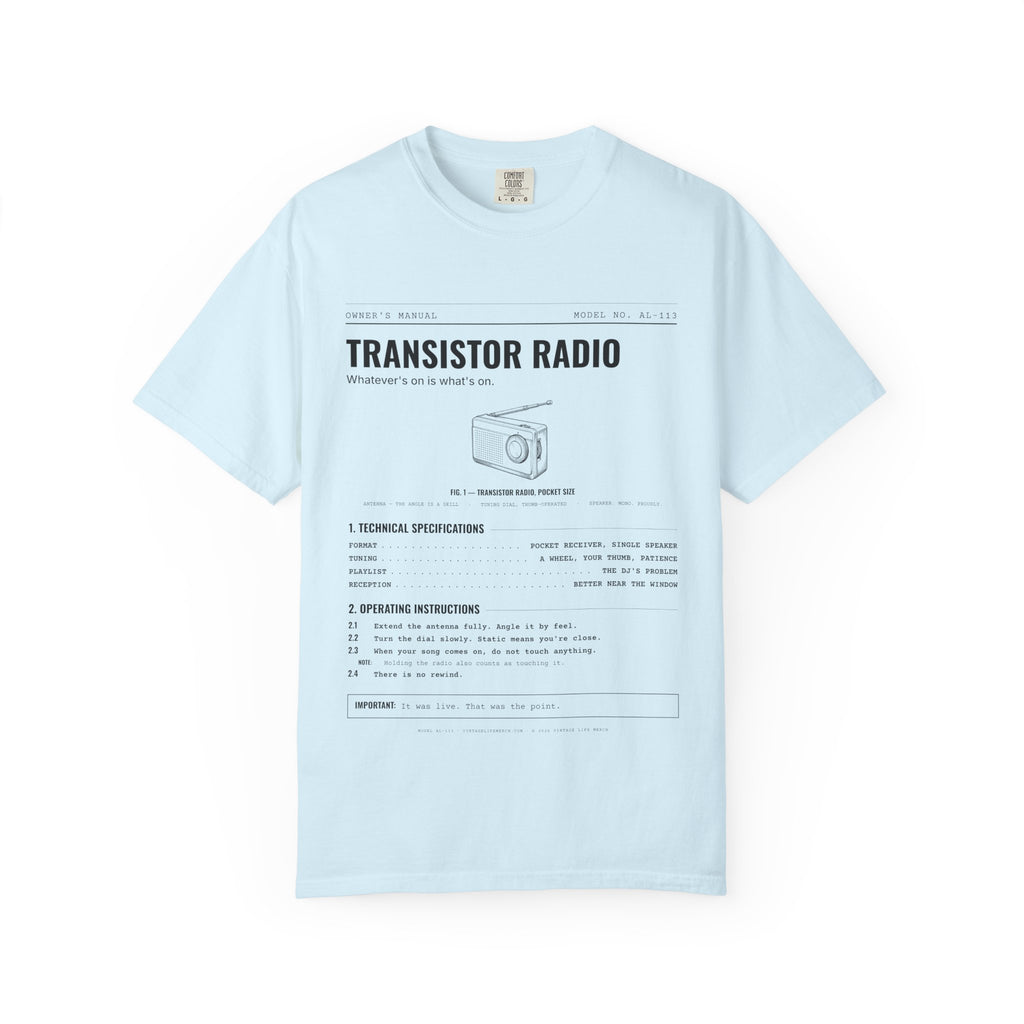 Transistor Radio Spec Sheet Shirt | Analog Life Vintage Tee in Chambray