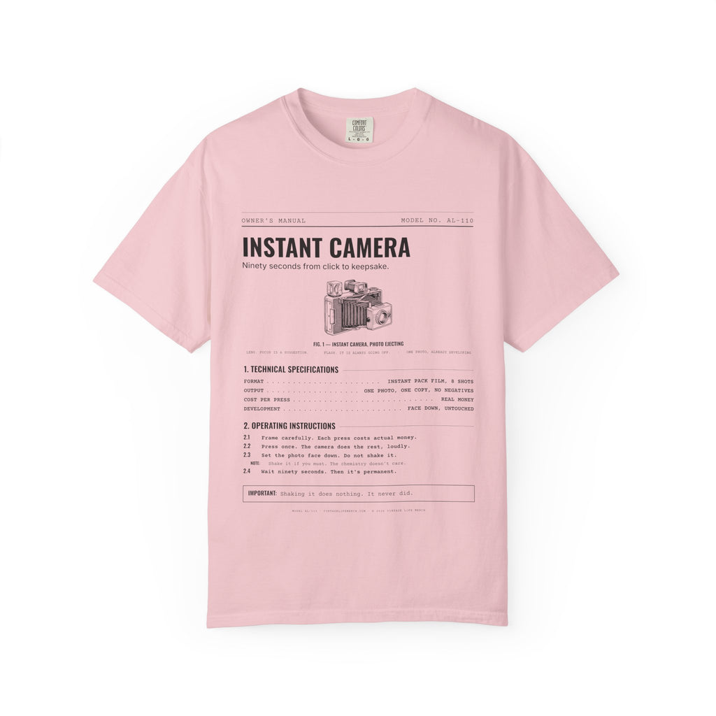 Instant Camera Spec Sheet Shirt | Analog Life Vintage Tee in Blossom