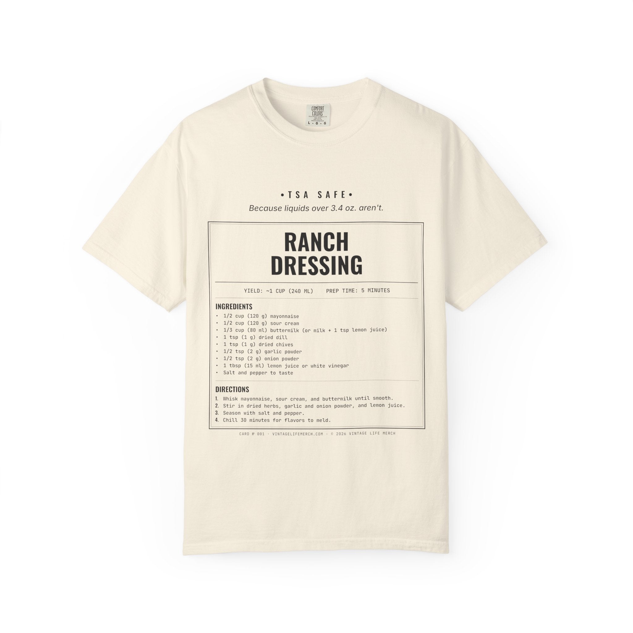 Ranch Dressing Recipe Shirt | TSA Safe Vintage Tee