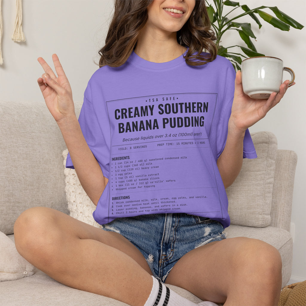 Creamy Southern Banana Pudding | Vintage Recipe Card T-Shirt — Black Ink